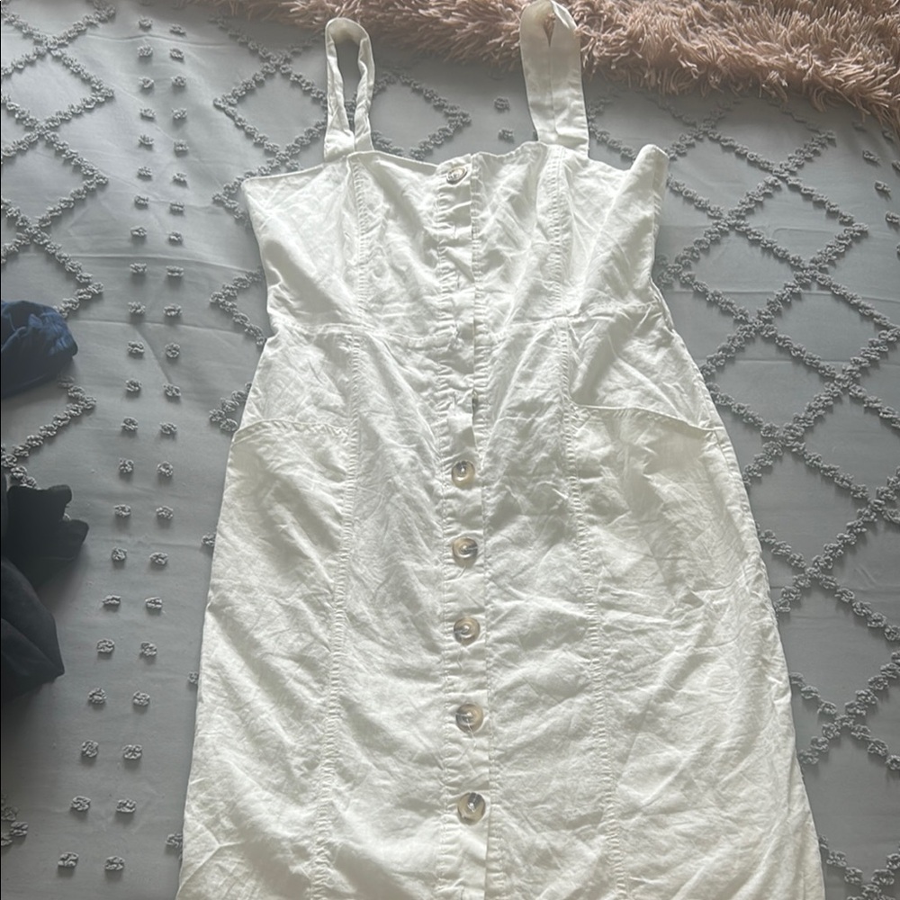 Forever 21 White Buttoned Midi Sundress